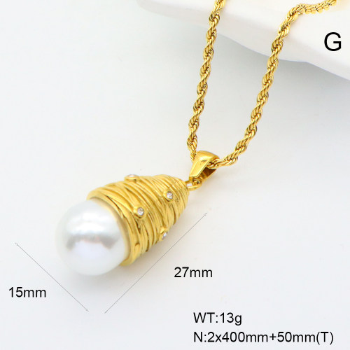 GEN001957bhva-066  Resin Imitation Pearls,Handmade Polished  Stainless Steel Necklace