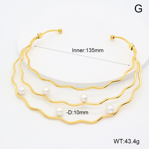 GEN001971ajia-066  Plastic Imitation Pearls,Handmade Polished  Stainless Steel Necklace  BC24040451C