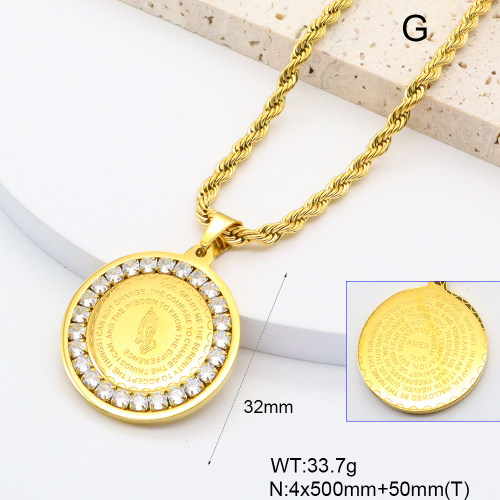 GEN001974vhkb-066  Zircon,Handmade Polished  Stainless Steel Necklace  BC25040130N