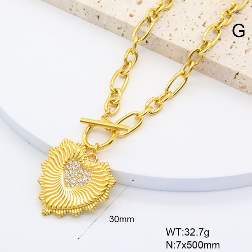 GEN001975vhkb-066  Czech Stones,Handmade Polished  Stainless Steel Necklace  BC24120454N