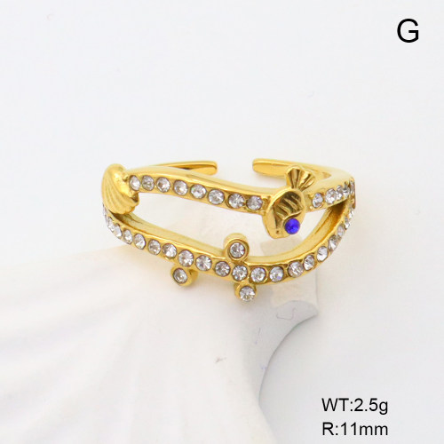 GER001291bhia-066  Czech Stones,Handmade Polished  Stainless Steel Ring