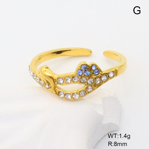 GER001292bhia-066  Czech Stones,Handmade Polished  Stainless Steel Ring