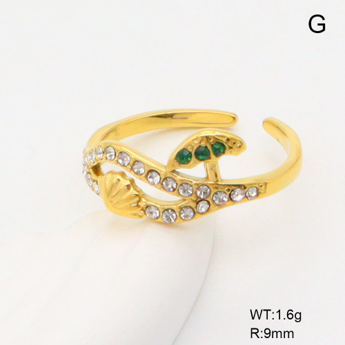 GER001293bhia-066  Czech Stones,Handmade Polished  Stainless Steel Ring