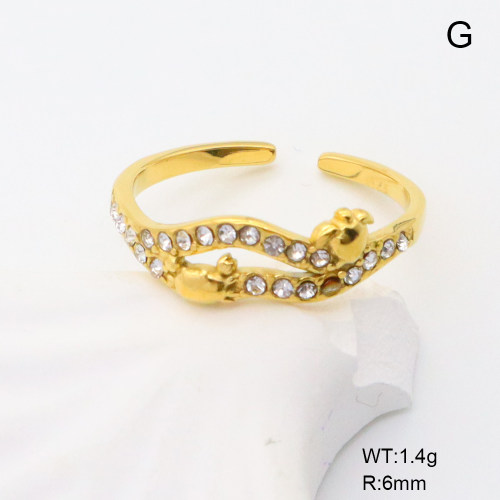 GER001294bhia-066  Czech Stones,Handmade Polished  Stainless Steel Ring