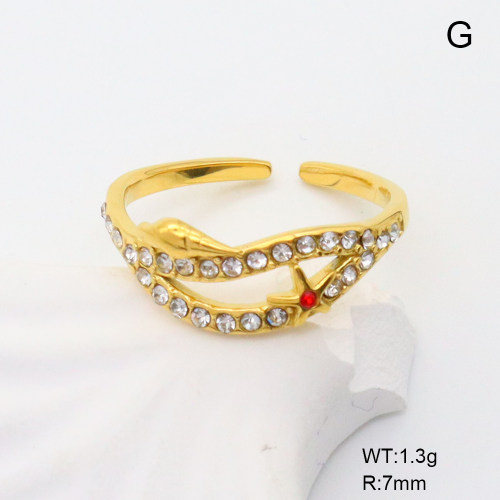 GER001295bhia-066  Czech Stones,Handmade Polished  Stainless Steel Ring