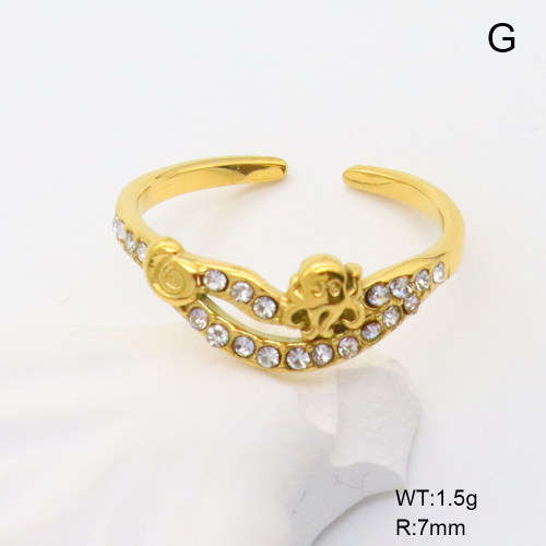 GER001296bhia-066  Czech Stones,Handmade Polished  Stainless Steel Ring