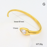 GEB000762vhmv-066  Zircon,Handmade Polished  Stainless Steel Bangle