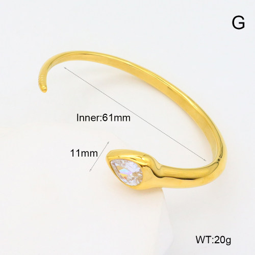 GEB000762vhmv-066  Zircon,Handmade Polished  Stainless Steel Bangle