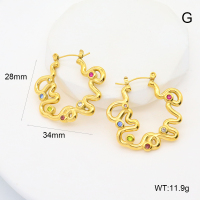 GEE002527bhia-066  Czech Stones,Handmade Polished  Stainless Steel Earrings