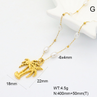 GEN001959bhia-066  Resin Imitation Pearls,Handmade Polished  Stainless Steel Necklace