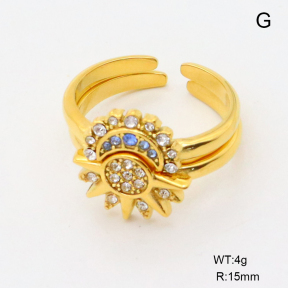 GER001274aivb-066  Czech Stones,Handmade Polished  Stainless Steel Ring
