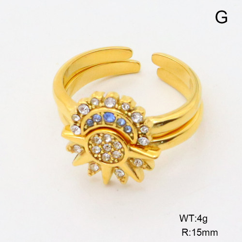 GER001274aivb-066  Czech Stones,Handmade Polished  Stainless Steel Ring