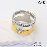 GER001329bhia-066  6-8#  Czech Stones,Handmade Polished  Stainless Steel Ring