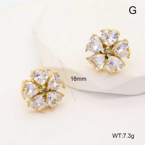 GEE002419bhia-066  Zircon,Handmade Polished  Stainless Steel Earrings