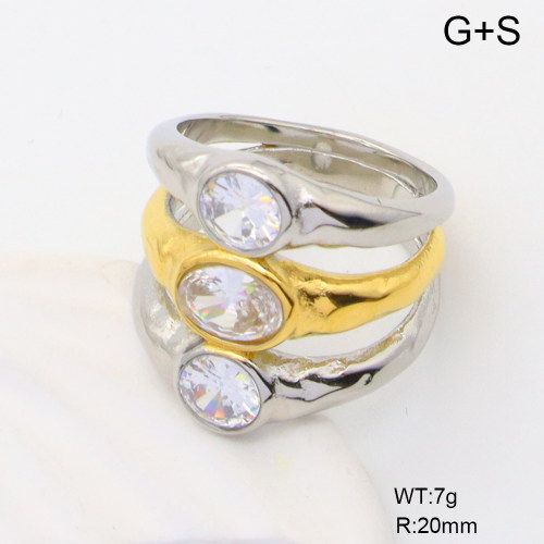 GER001328bhia-066  6-8#  Zircon,Handmade Polished  Stainless Steel Ring