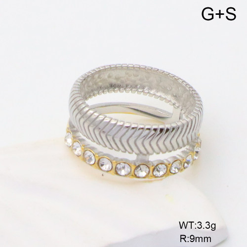 GER001332bhia-066  6-8#  Czech Stones,Handmade Polished  Stainless Steel Ring