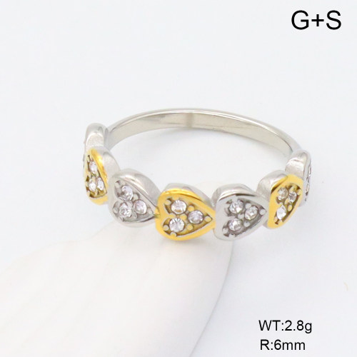 GER001333bhia-066  6-8#  Czech Stones,Handmade Polished  Stainless Steel Ring