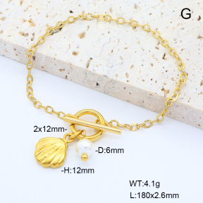 6B3002261bbov-908  Shell Bead  Stainless Steel Bracelet