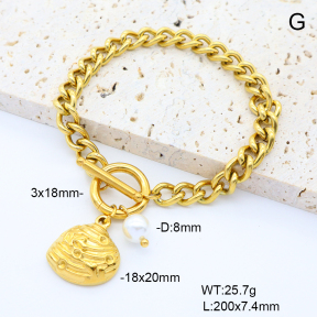 6B3002265bhva-908  Shell Bead  Stainless Steel Bracelet
