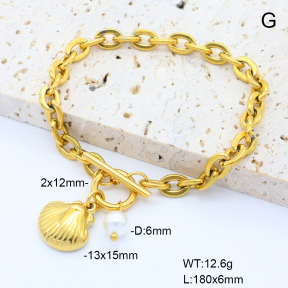 6B3002274bvpl-908  Shell Bead  Stainless Steel Bracelet