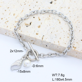 6B3002277bbov-908  Shell Bead  Stainless Steel Bracelet
