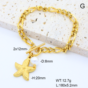 6B3002281bhva-908  Shell Bead  Stainless Steel Bracelet