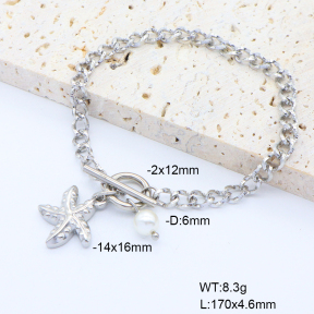 6B3002283abol-908  Shell Bead  Stainless Steel Bracelet