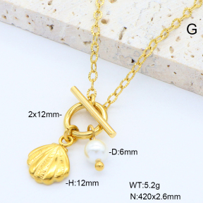 6N3001769bhva-908  Shell Bead  Stainless Steel Necklace