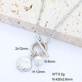 6N3001770vbpb-908  Shell Bead  Stainless Steel Necklace