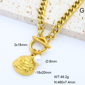 6N3001773ahjb-908  Shell Bead  Stainless Steel Necklace
