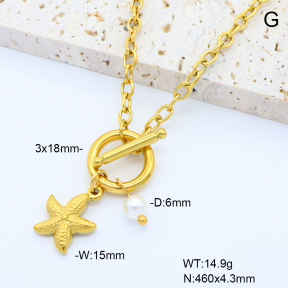 6N3001774bhia-908  Shell Bead  Stainless Steel Necklace