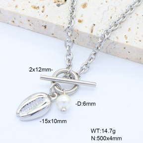 6N3001777bhbl-908  Shell Bead  Stainless Steel Necklace