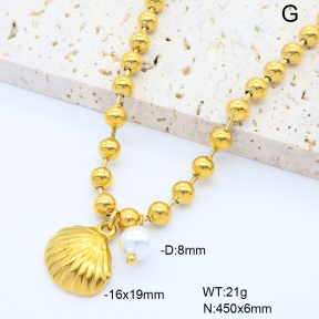 6N3001781ahjb-908  Shell Bead  Stainless Steel Necklace