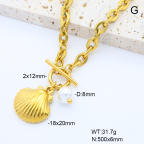 6N3001782ahjb-908  Shell Bead  Stainless Steel Necklace