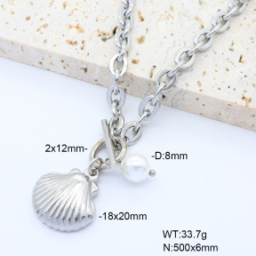 6N3001783bhia-908  Shell Bead  Stainless Steel Necklace