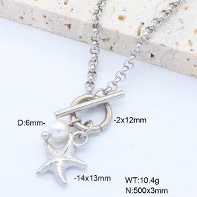 6N3001787bhbl-908  Shell Bead  Stainless Steel Necklace