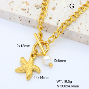 6N3001790ahjb-908  Shell Bead  Stainless Steel Necklace
