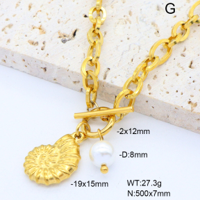 6N3001792ahjb-908  Shell Bead  Stainless Steel Necklace