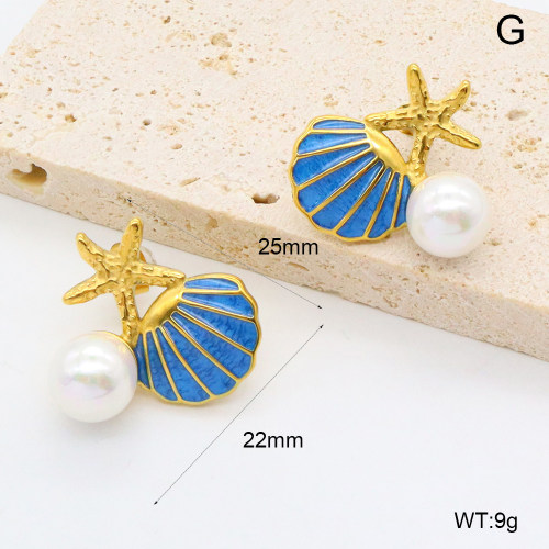 GEE002558bhia-066  316 Pin Shell Pearls & Enamel,Handmade Polished  Stainless Steel Earrings   
BC24080075E-BE