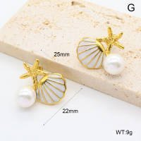 GEE002559bhia-066  316 Pin Shell Pearls & Enamel,Handmade Polished  Stainless Steel Earrings   
BC24080075E-WE