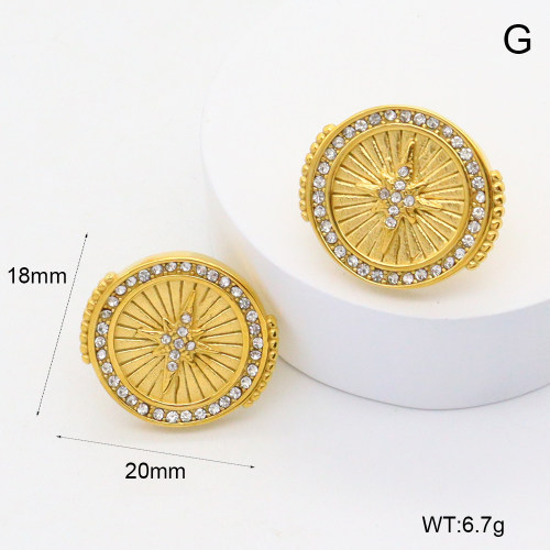 GEE002572bhva-066  316 Pin Czech Stones,Handmade Polished  Stainless Steel Earrings   BC25030061E