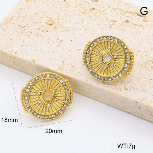 GEE002577bhva-066  316 Pin Cat Eye Stone & Czech Stones,Handmade Polished  Stainless Steel Earrings   BC25030056E
