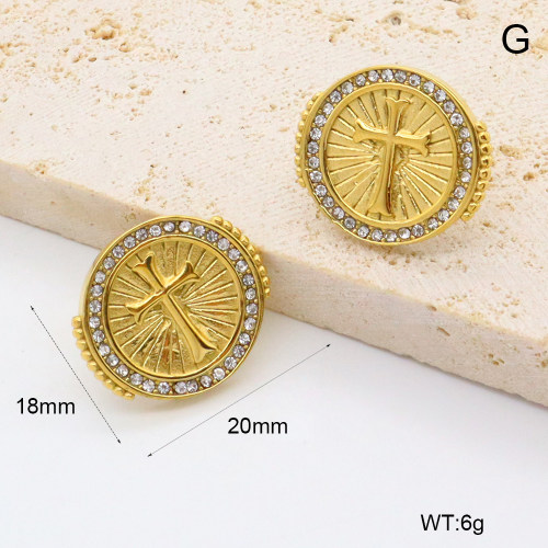 GEE002578bhva-066  316 Pin Czech Stones,Handmade Polished  Stainless Steel Earrings   BC25030053E