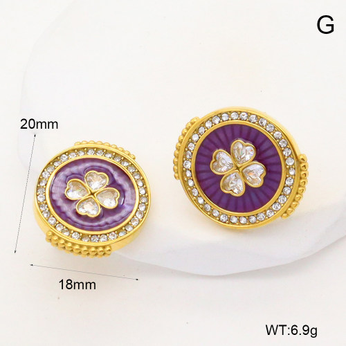 GEE002580bhva-066  316 Pin Enamel & Czech Stones & Zircon,Handmade Polished  Stainless Steel Earrings   BC25030055E