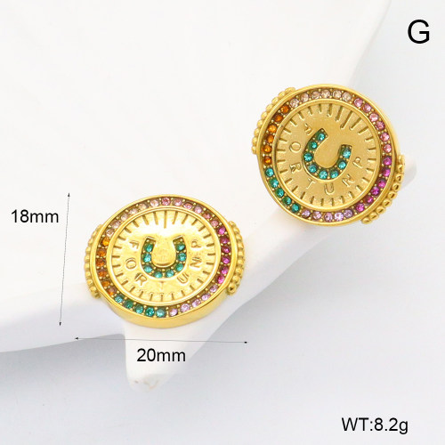 GEE002582bhva-066  316 Pin Czech Stones,Handmade Polished  Stainless Steel Earrings   BC25030059E