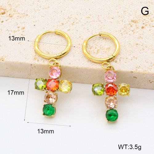 GEE002585bhia-066  316 Pin Zircon,Handmade Polished  Stainless Steel Earrings  BC25050011E-CR