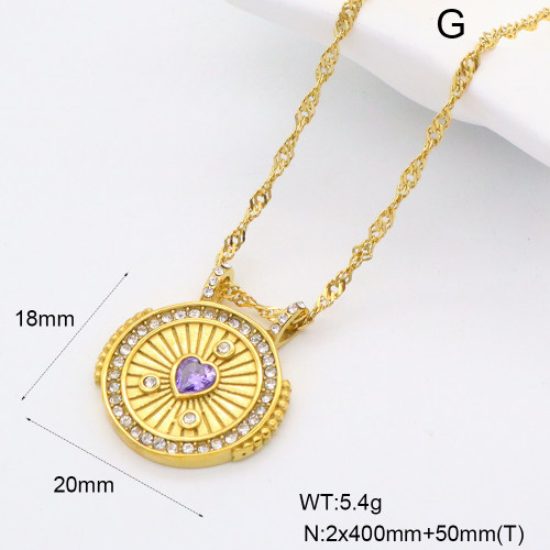 GEN001984bhva-066  Czech Stones & Zircon,Handmade Polished  Stainless Steel Necklace  BC25030052N