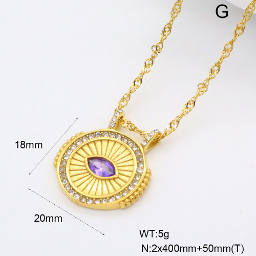 GEN001985bhva-066  Czech Stones & Zircon,Handmade Polished  Stainless Steel Necklace  BC25030049N