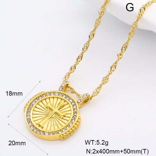 GEN001986bhva-066  Czech Stones,Handmade Polished  Stainless Steel Necklace  BC25030046N
