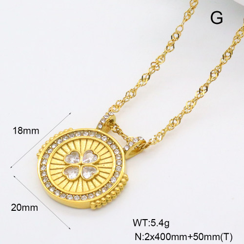 GEN001987bhva-066  Czech Stones & Zircon,Handmade Polished  Stainless Steel Necklace  BC25030050N